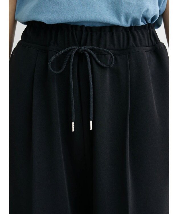 Green Parks イージーウエストセンタープレスストレートパンツ Black