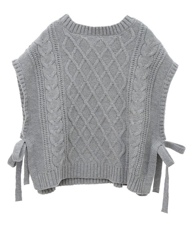 CRAFT STANDARD BOUTIQUE 洗える/2WAYケーブルニットリボンベスト Gray