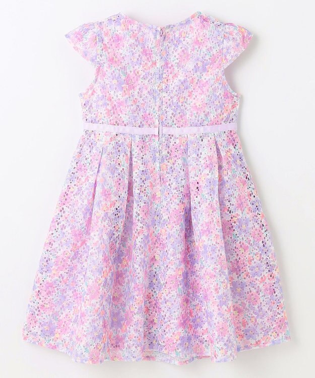 ANY KIDS フラワープリントレースワンピース ラベンダー