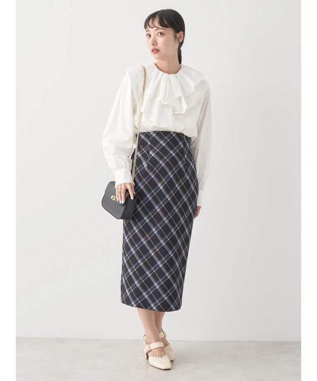 earth music&ecology ラッフルフリルチュニックブラウス Off White