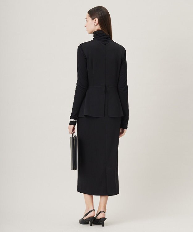 ICB 【洗える】ミリオーネダンボールニット  ジャンパースカートワンピース ブラック系