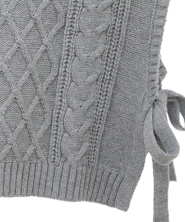 CRAFT STANDARD BOUTIQUE 洗える/2WAYケーブルニットリボンベスト Gray