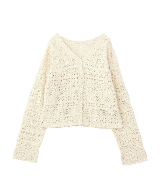 AMERICAN HOLIC 【前後2WAY】レース透かし編みニットカーディガン Ivory