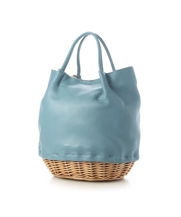 UNBILLION perche 牛革×ヤナギ底2wayトートバッグ サックスブルー