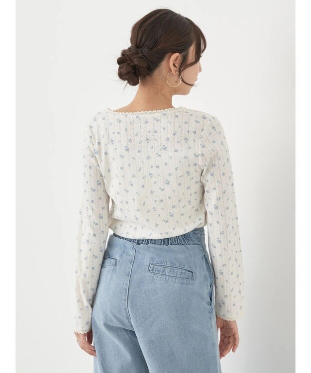 earth music&ecology アイレットジャガードタイトプルオーバー Blue