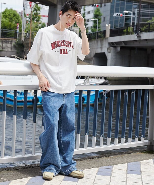 WEGO 【ユニセックス着用ITEM】カレッジロゴプリントT（SS） ホワイト