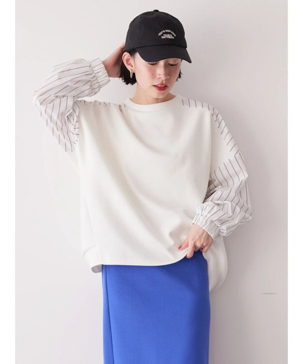 AMERICAN HOLIC イージーケア異素材ポンチプルオーバー Off White