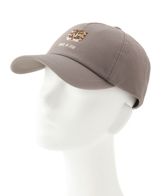 MOONBAT 【FUDGE掲載】ポール & ジョー (PAUL & JOE ACCESSOIRES) 猫 ヌネット刺繍 キャップ グレー(グレージュ)