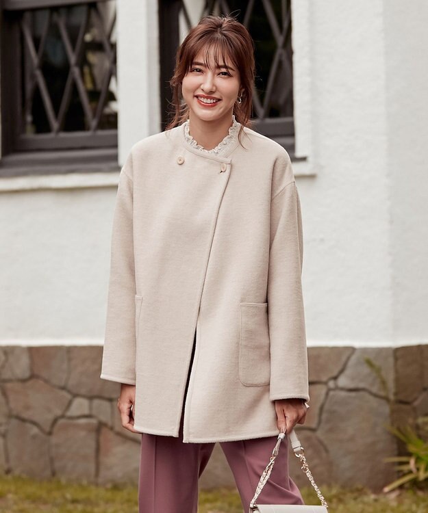 ANY SIS トリミングウールリバー コート