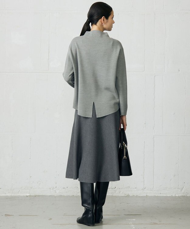 自由区 【セットアップ対応】ウールミラノボトルネック ニット グレー×ライトグレー