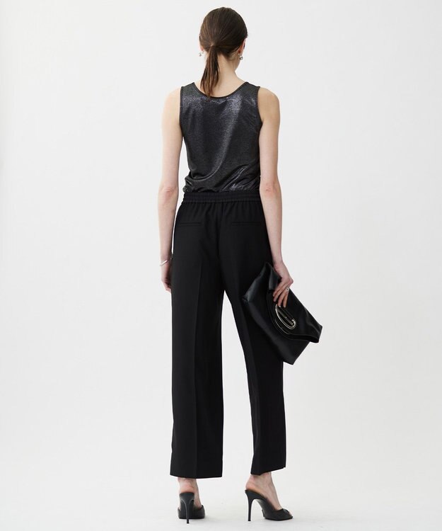 ICB L 【新色追加・UVケア・接触冷感・速乾・防シワ・洗える】 FluidBackSatin  ワイドパンツ ブラック系