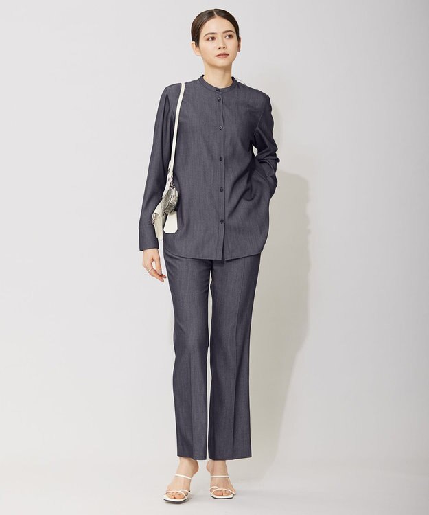 ICB L 【洗える】リアクティブソフトデニム　セミフレアパンツ インディゴ系