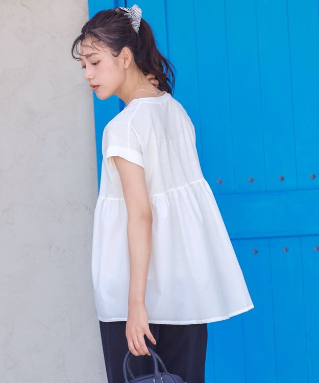 Tiaclasse 【洗える】バイオシルケット裾フリルプルオーバー オフホワイト