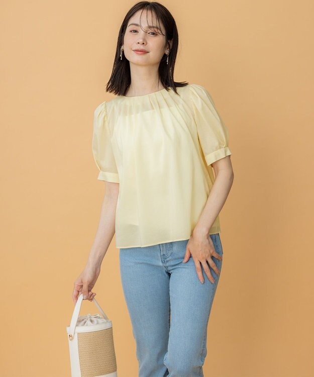 組曲 L ソフトローンパフスリーブ ブラウス カスタード系