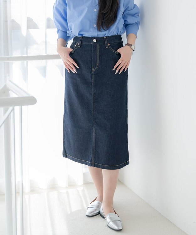 caqu FS 3/4丈 デニムスカートⅡ rinse