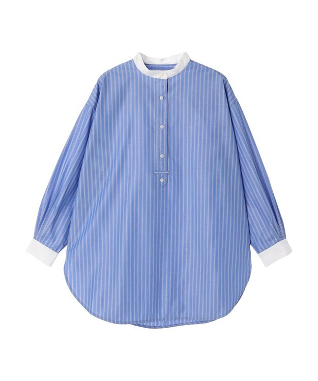 AMERICAN HOLIC イージーケアバンドカラーシャツチュニック Stripe