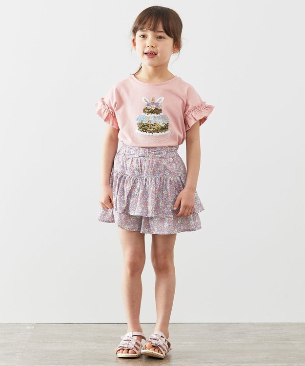 ANY KIDS 柄キュロット サックスブルー花柄