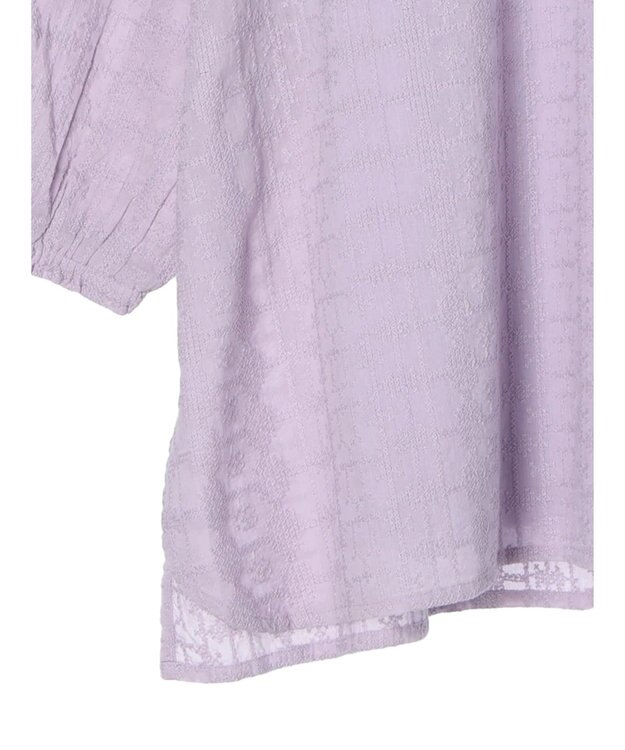 Green Parks インド綿 SET２点 刺繍７分丈ブラウス＋タンクトップ Purple