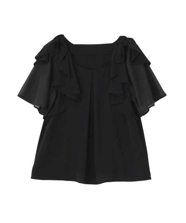 YECCA VECCA リボンスリーブブラウス Black