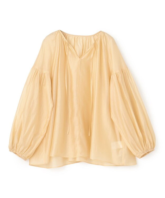 UNFILO シアーギャザーブラウス ライトイエロー