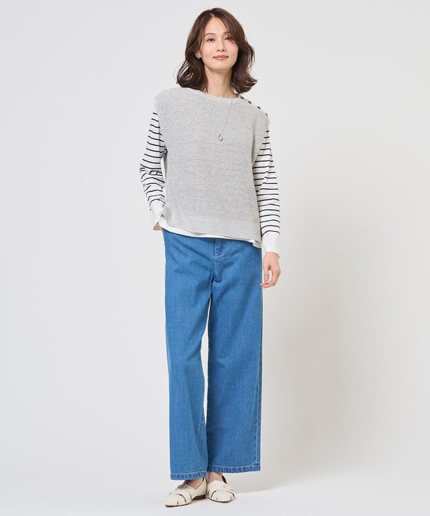 J.PRESS LADIES S バスクボーダー カットソー ネイビーボーダー系