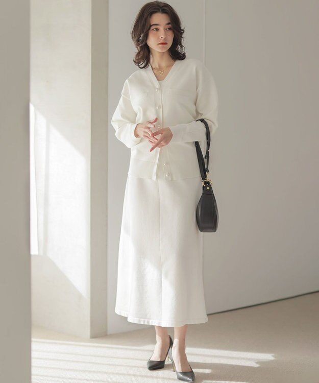 組曲 スウェットニット カーディガン ホワイト系