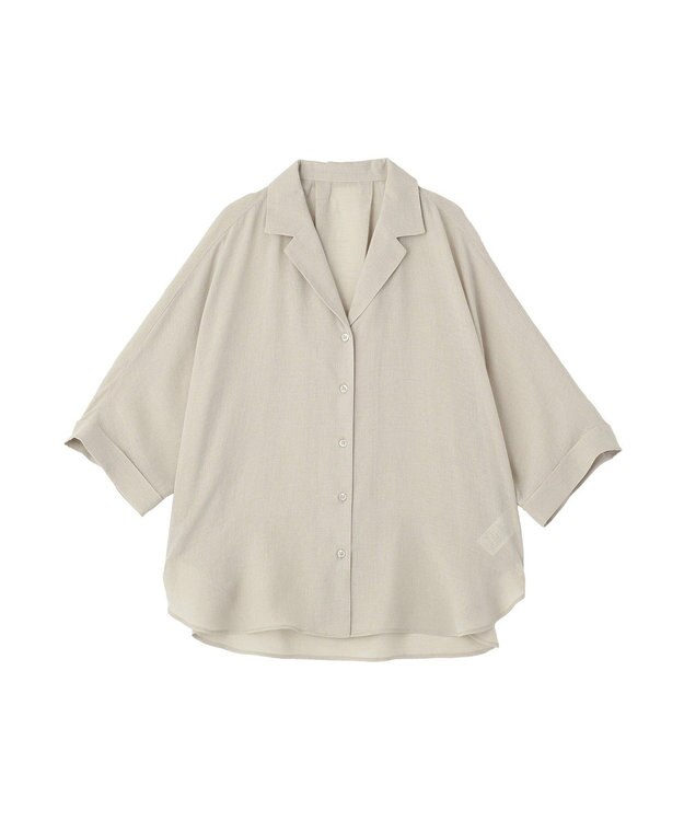 Green Parks 開襟シアーシャツジャケット Gray Beige