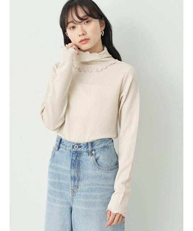 earth music&ecology ジャガードハイネックメローインナー Ivory