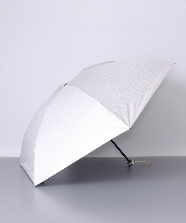 AURORA BLAO (ブラオ) ボーダー柄 晴雨兼用傘 (折り畳み・ミニ) シルバーグレー