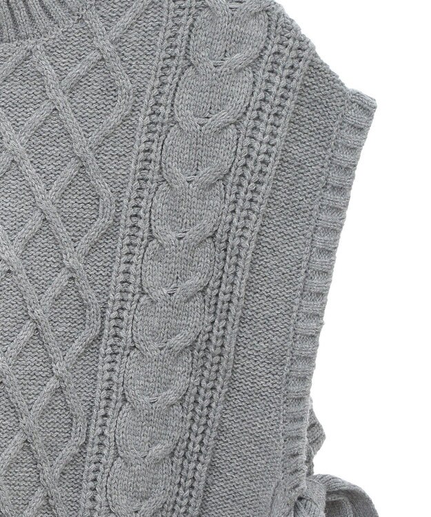 CRAFT STANDARD BOUTIQUE 洗える/2WAYケーブルニットリボンベスト Gray