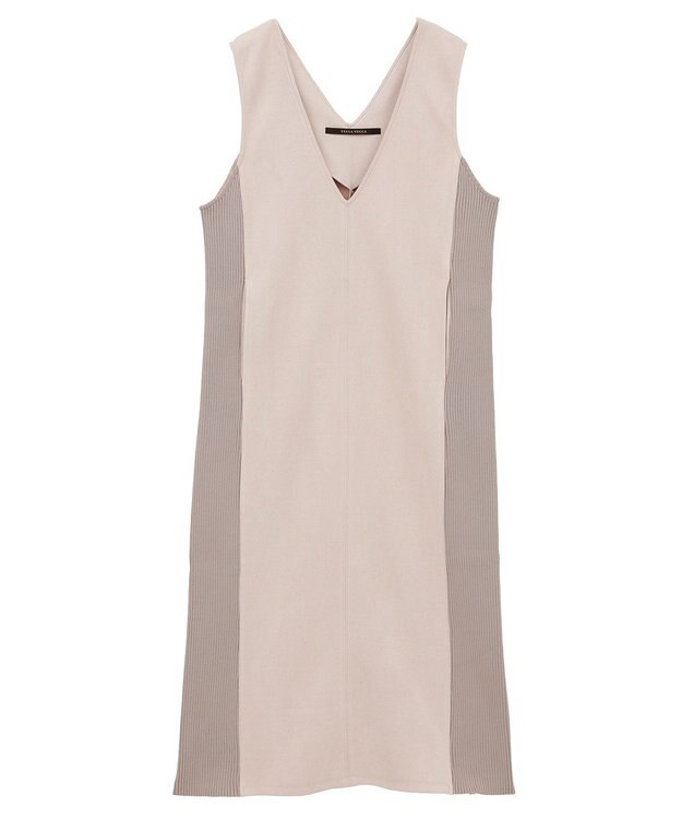 YECCA VECCA ニット切替フェイクスエードジャンスカ Blue