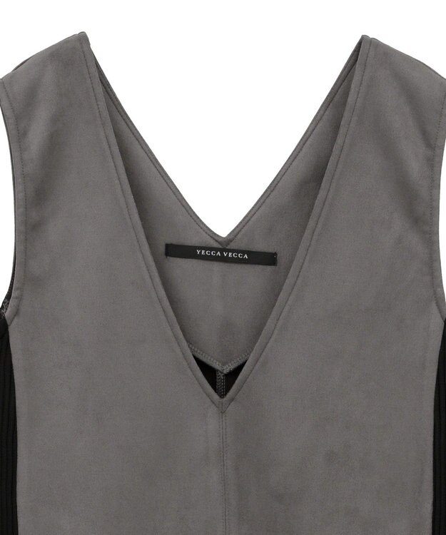 YECCA VECCA ニット切替フェイクスエードジャンスカ Blue