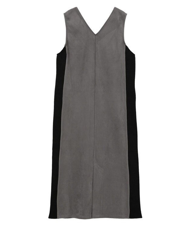 YECCA VECCA ニット切替フェイクスエードジャンスカ Blue