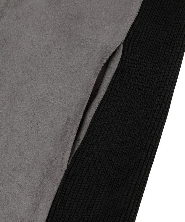 YECCA VECCA ニット切替フェイクスエードジャンスカ Blue