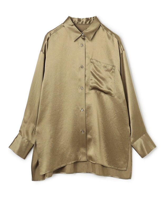 uncrave アセテートヴィンテージサテン ミドルシャツ カーキベージュ