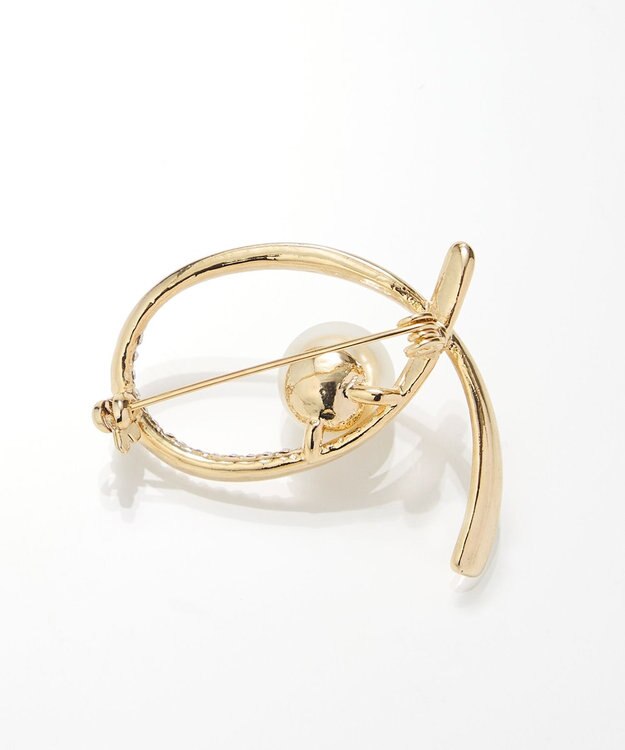 Phoebe クロスカーブパールビジューブローチ　ゴールド ゴールド