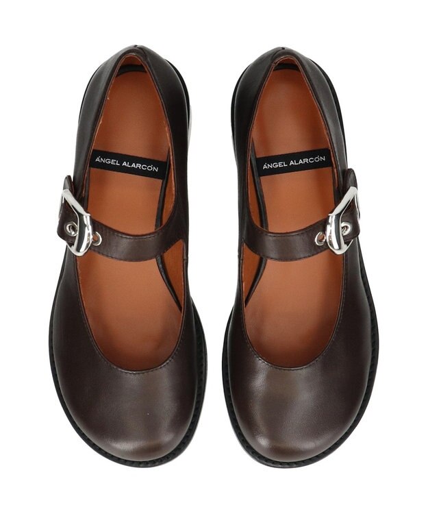 INTER-CHAUSSURES 【ANGEL ALARCON】オブリークトウストラップシューズ ダークブラウン