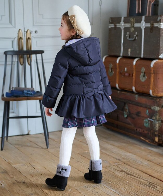 ANY KIDS 【洗濯機OK】中綿リボンコート ネイビー