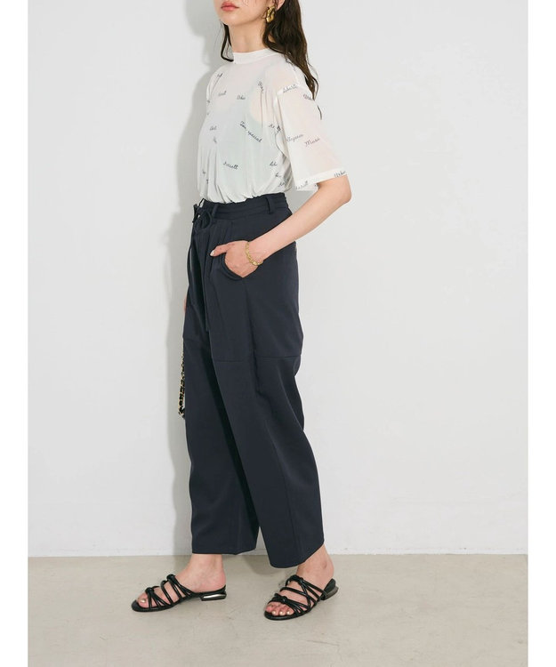 Green Parks デザイン切替カーブパンツ Navy