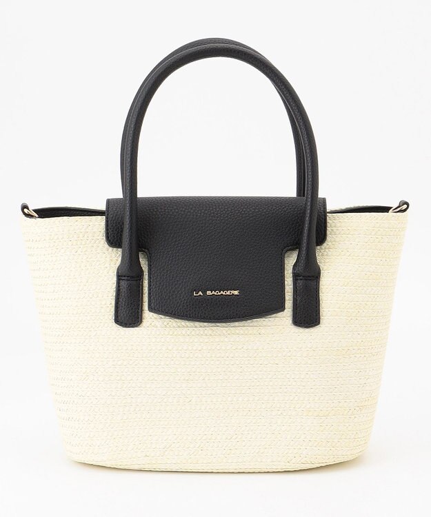 LA BAGAGERIE フラップ2WAYかごトートバッグ アイボリー
