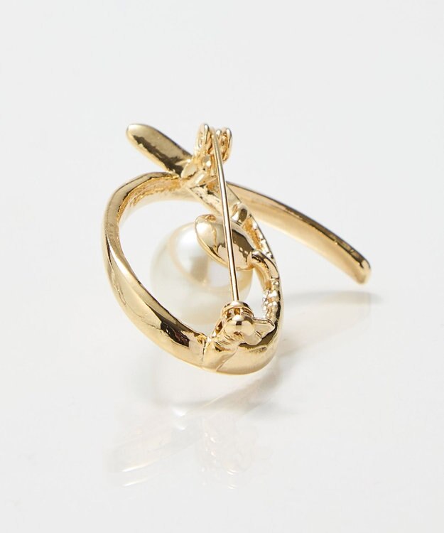 Phoebe クロスカーブパールビジューブローチ　ゴールド ゴールド