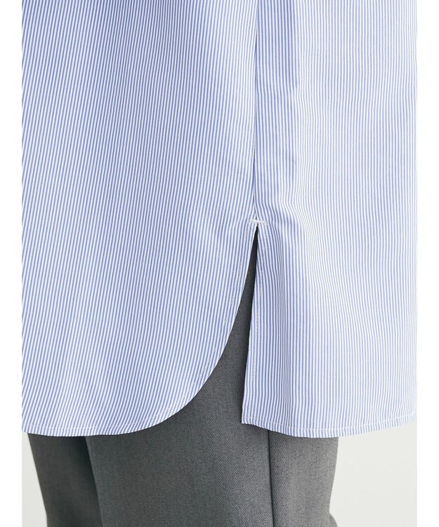 Green Parks レイヤードアソート柄シャツチュニック Stripe Blue