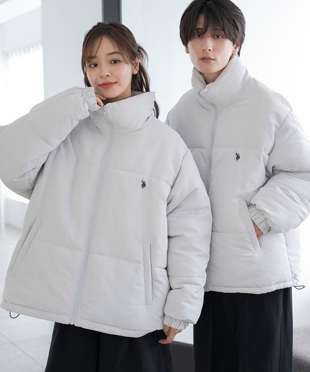 WEGO 【WEB限定/Sサイズ新登場/お気に入り登録者数5万人越えの大人気アイテム】U.S. POLO ASSN.別注パデッドジャケット ライトグレー