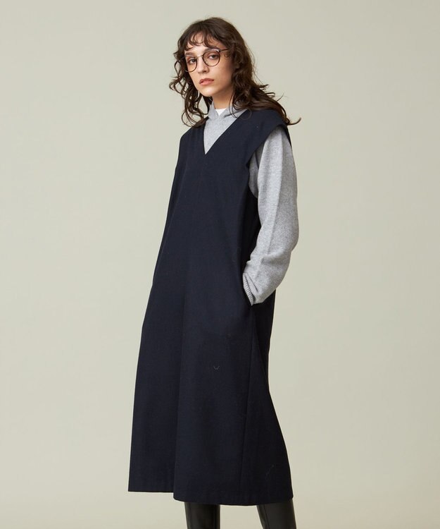 J.PRESS YORK STREET 【WOMEN】ショルダータックジャンパースカート ネイビー系