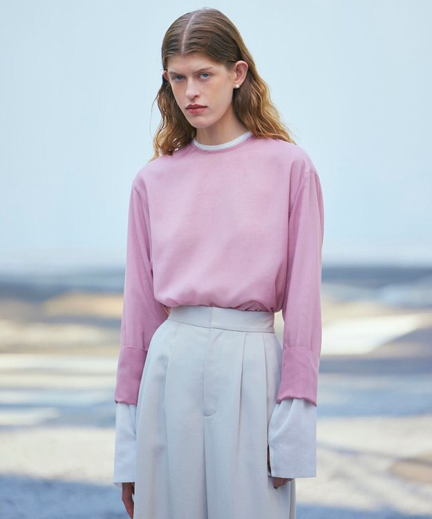 NAVE 【ReNAVE・洗える】シアーボイル ブラウス ピンク系