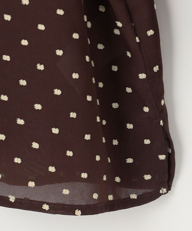 #Newans シアーパフスリーブブラウス ブラウン×イエロードット