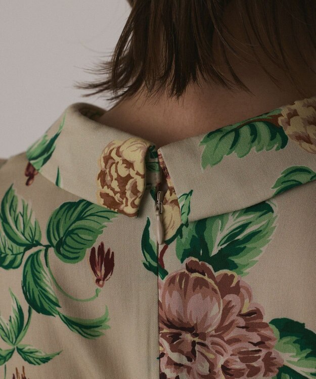 GRACE CONTINENTAL アンティークフラワープリントワンピース ベージュ