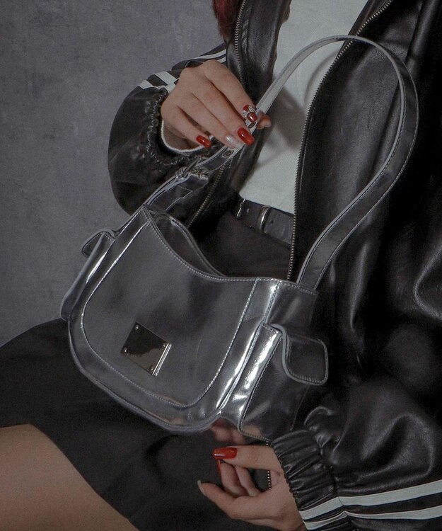 WEGO プレートデザインハトメバッグ シルバー