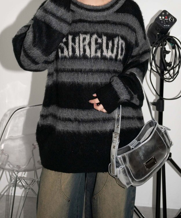 WEGO プレートデザインハトメバッグ シルバー