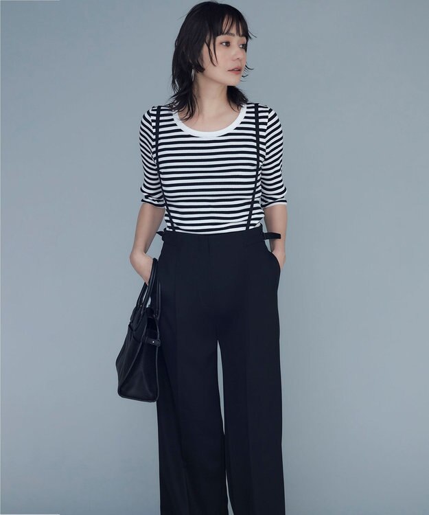 ICB 【洗える】4×2リブ プルオーバー ブラックボーダー系